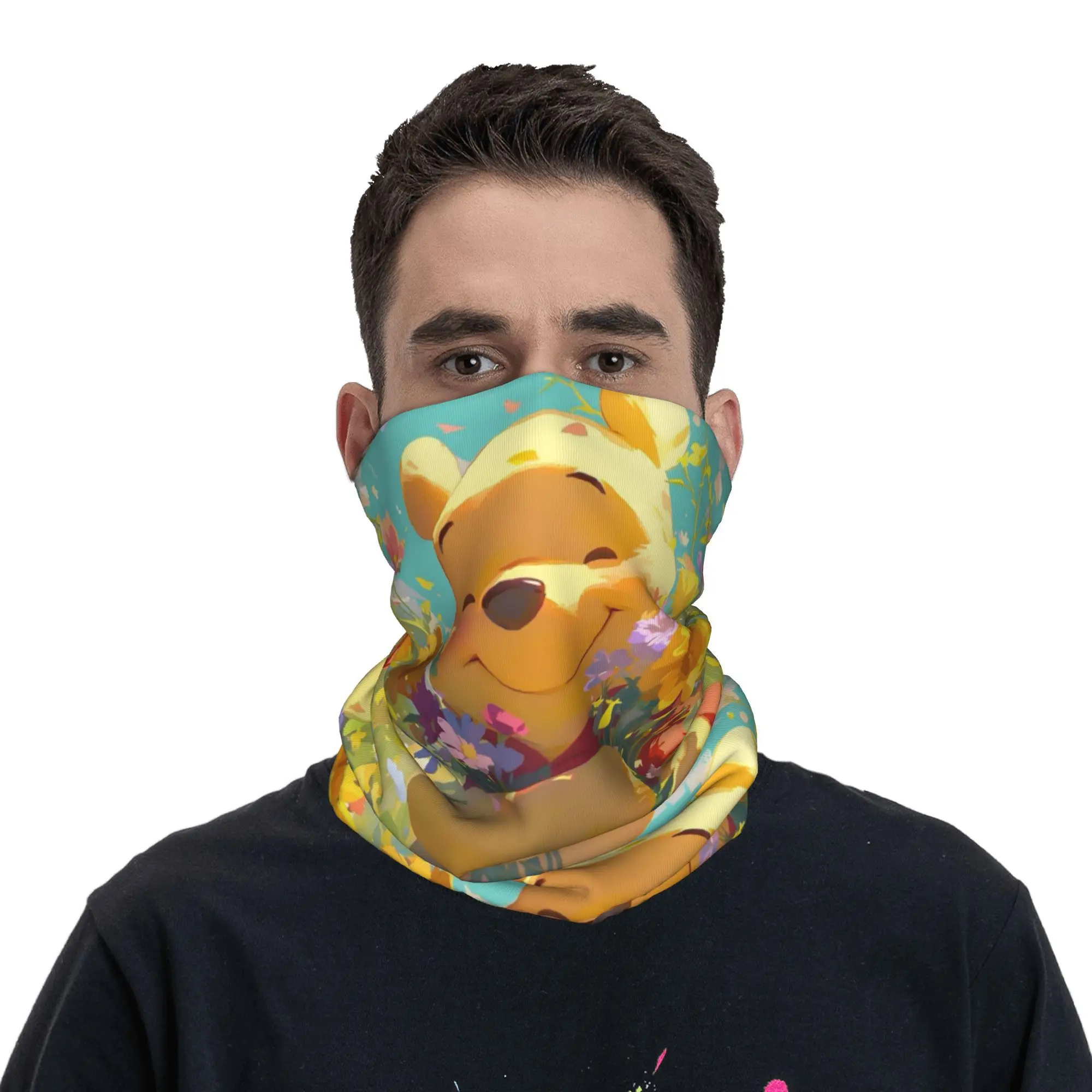 Personalizado adorável winnie pooh bandana pescoço mais quente das mulheres dos homens inverno caminhadas cachecol de esqui gaiter kawaii dos desenhos animados capa facial