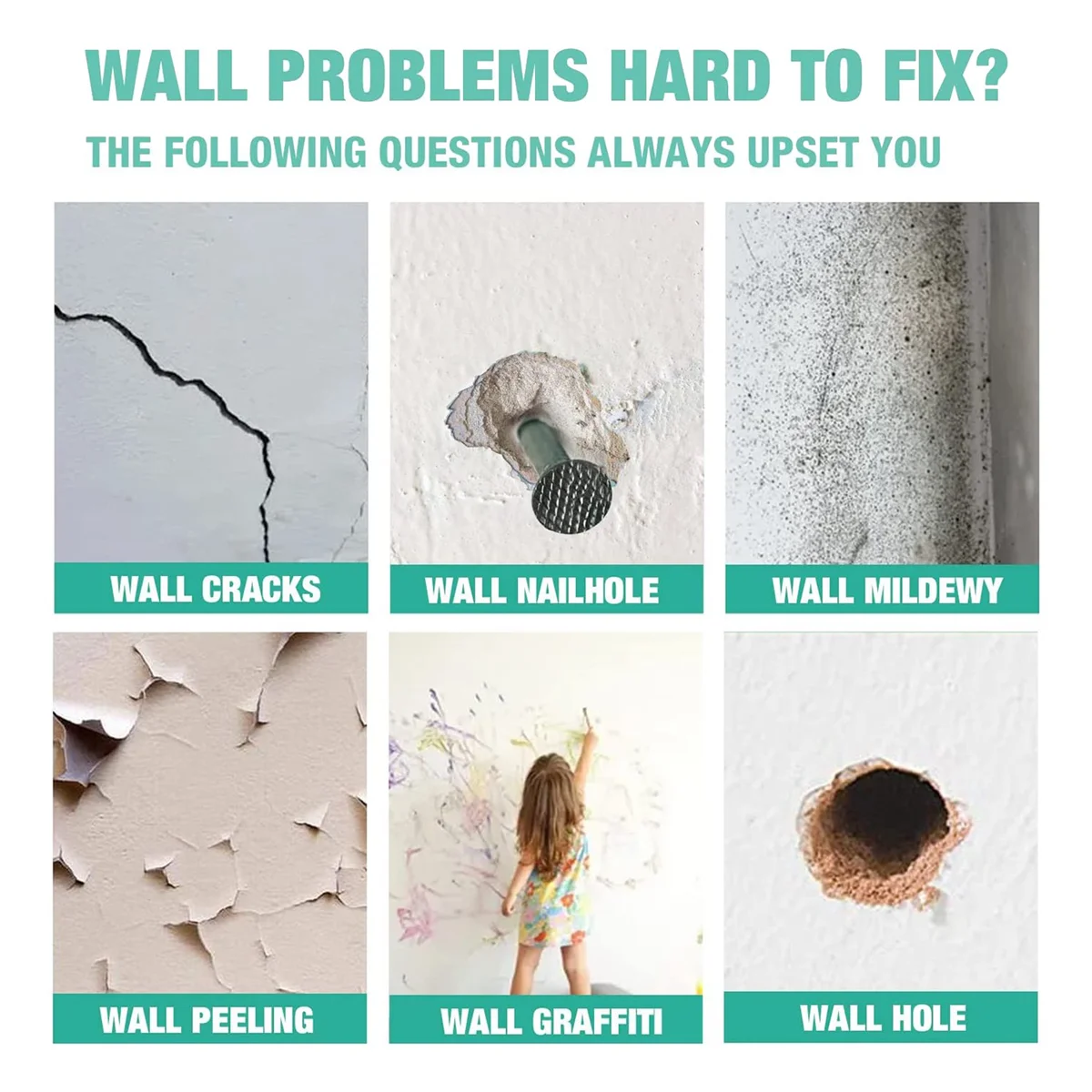 Agent de réparation mural sûr pour plâtre, plafond et feuille de roche, kit de réparation de cloisons sèches