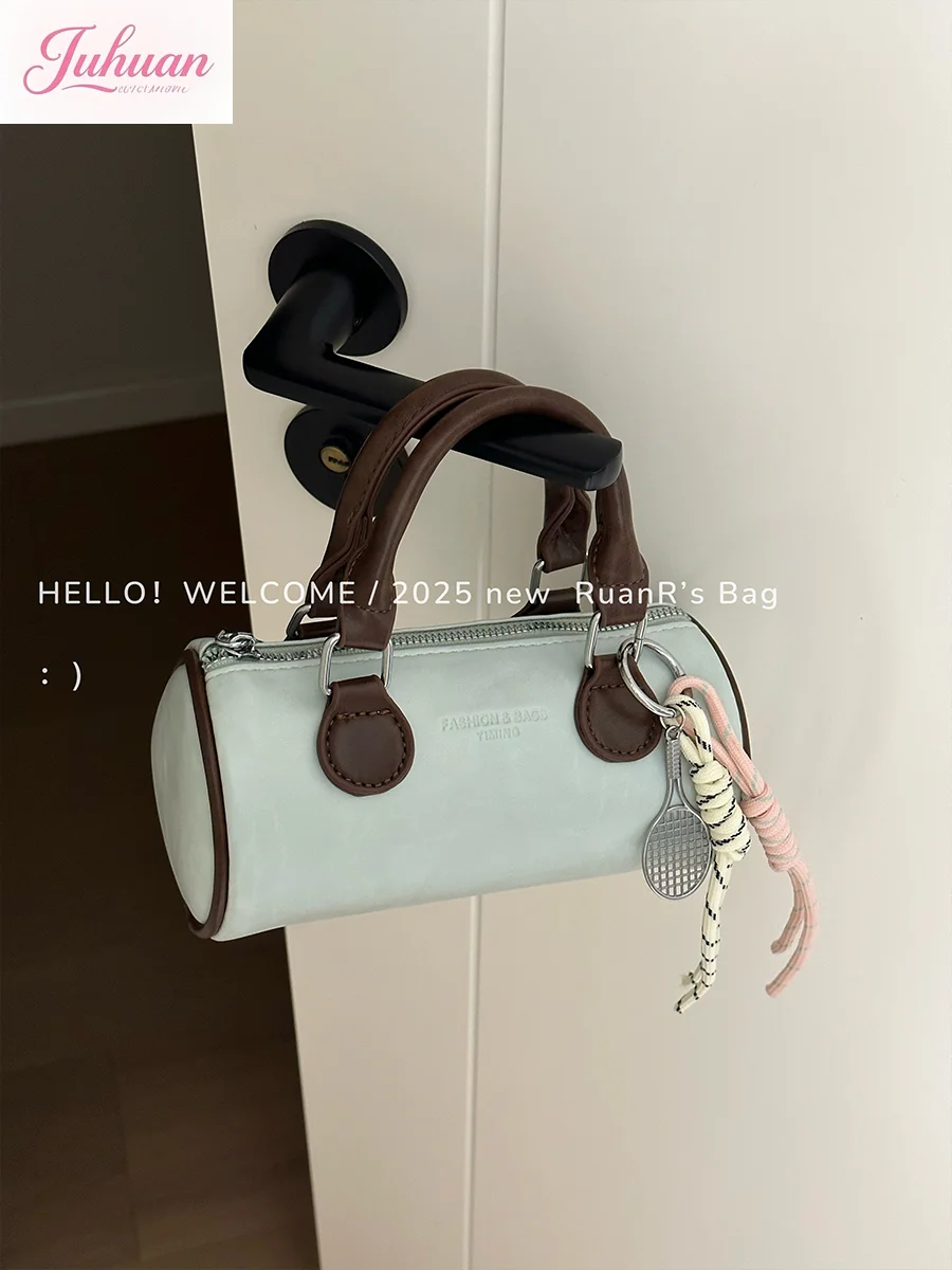 

Новая летняя сумка-цилиндр из мятного необработанного шоколада, корейская ниша, универсальная портативная сумка-мессенджер, женские повседневные универсальные женские сумки