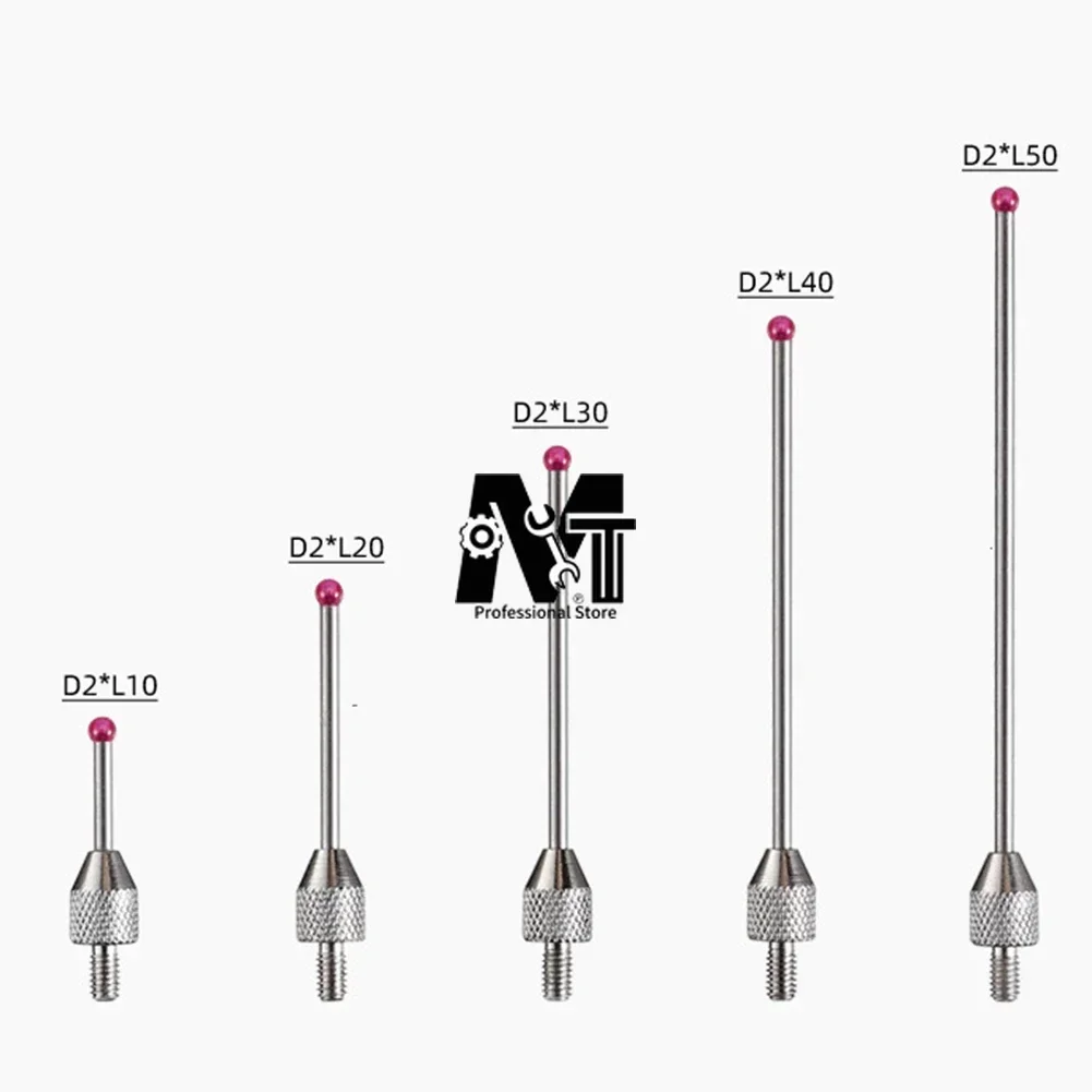 1Pc M2.5 CNC Probe Tip Measuring Head 2mm Stylus Ball Porcelain Shaft 10-50mm Sensor Probe For Machine Accessory