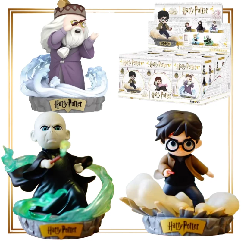 Caja ciega de la serie Duel mágico de Harry Potter, figura de Ron Hermione, adorno de escritorio, bolsa de la suerte sorpresa, caja transparente de Anime, muñeca de juguete, 52 juguetes