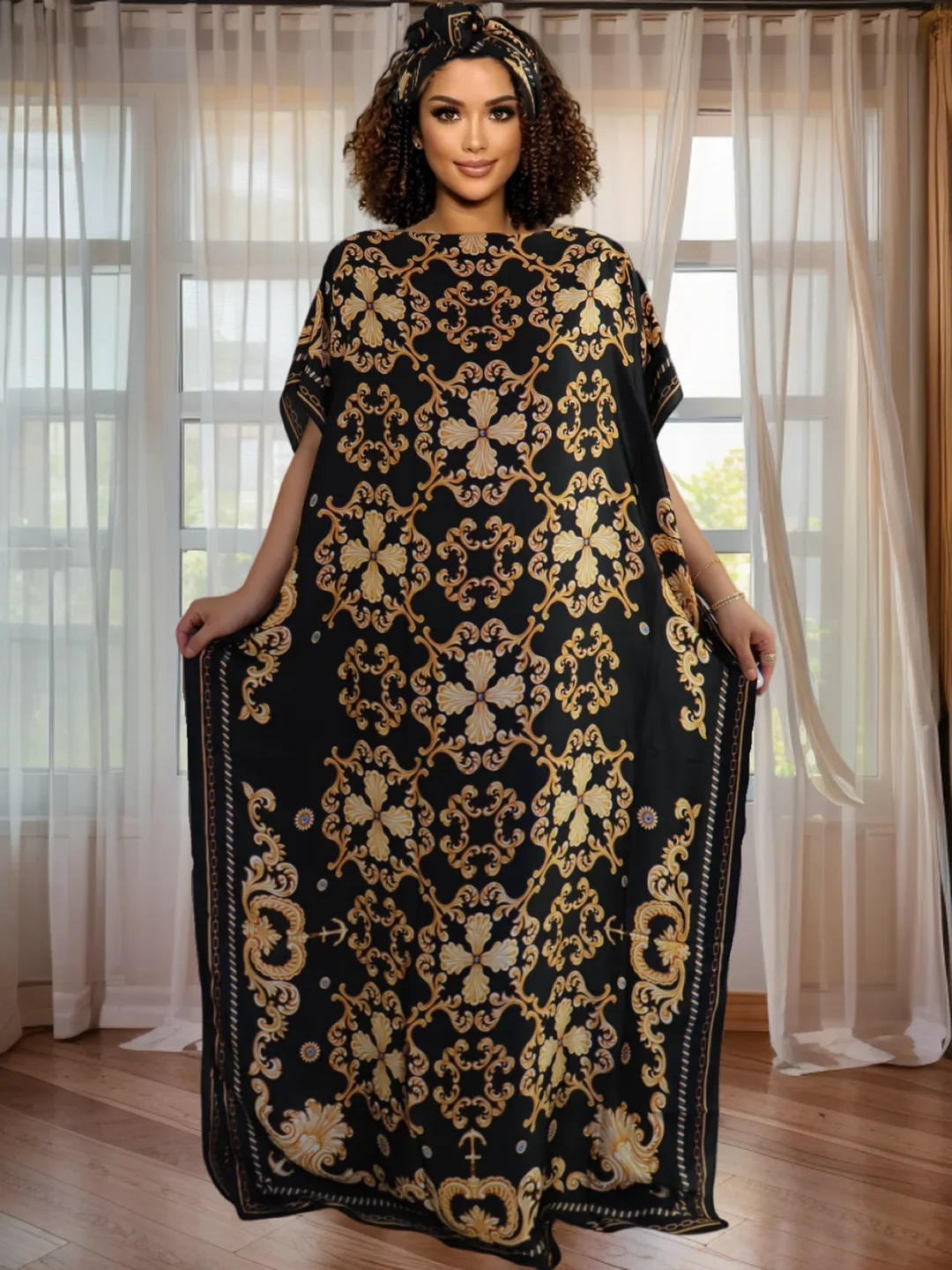 

Plus Size Print Party Dress Batwing Sleeve Loose Fit - Women's Casual Sundress Vacation Dress