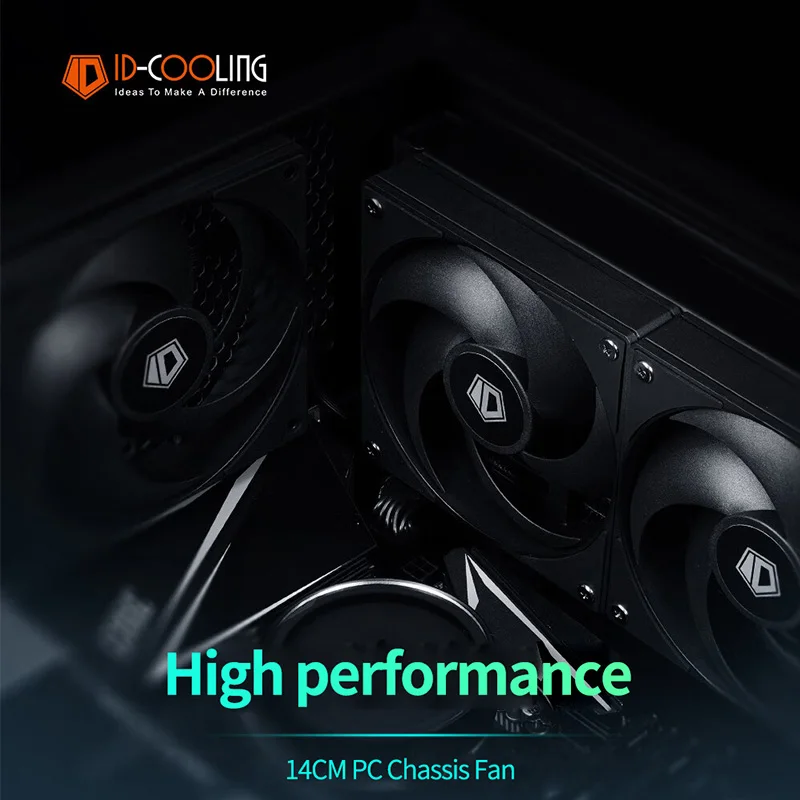 ID-COOLING AS-140 Computer Case Fan 14cm 4Pin PWM Intelligent Temperature Control Quiet Cooling Fan For Computer Water Cooler