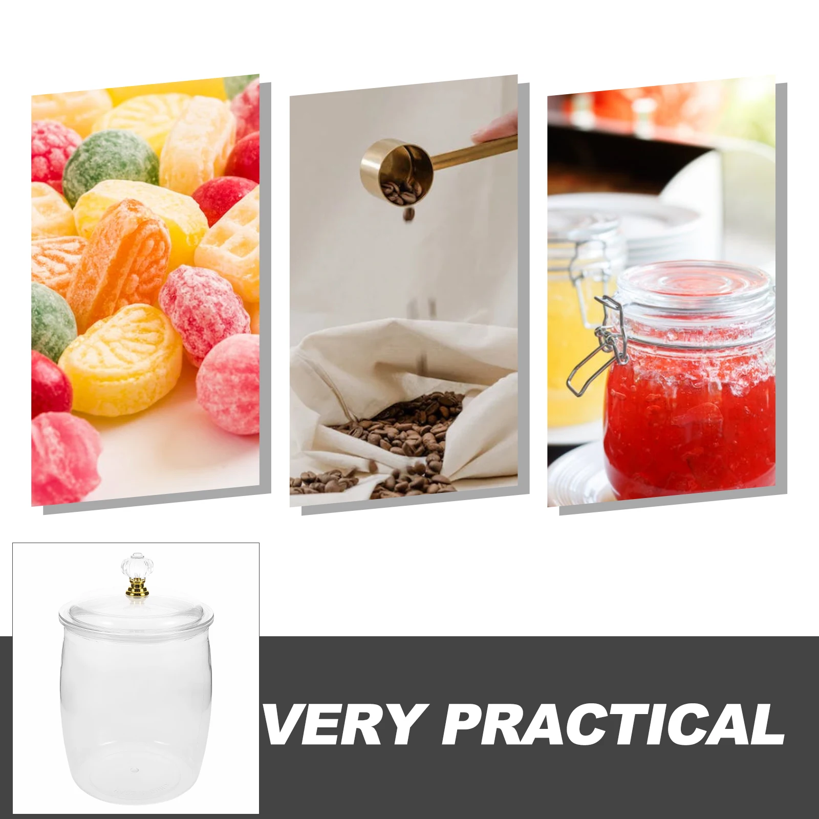 Clear Plastic Airtight Food Storage Jars Transparent Kitchen Canisters Large Capacity Snacks Candy Coffee Beans Nuts Organizer