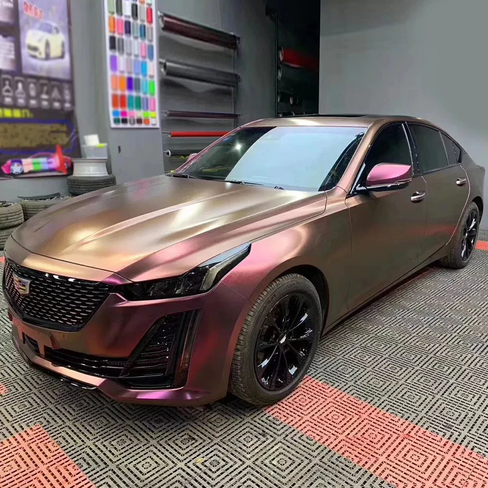 

2025 New Vision 1,52*18 м красный медный матовый бриллиант хамелеон полная автомобильная виниловая пленка авто наклейка на кузов