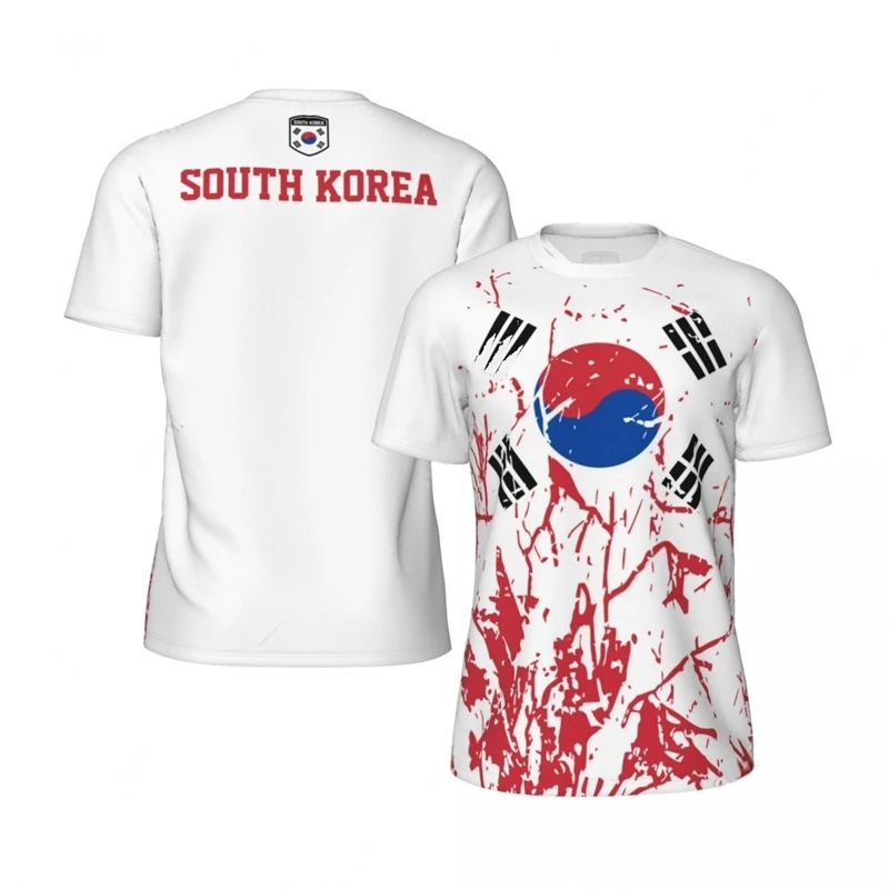 South Korea Flag Football T Shirts For Men Fashion Summer National Emblem 3D Printed Jersey Casual Quick Dry Breathable Tees Top