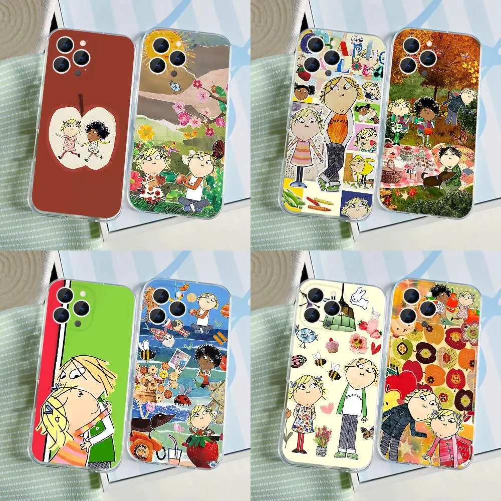

CHARLIE AND LOLA cartoon Phone Case For iPhone 17,16,15,14,13,12,11 Pro,Max,Plus,X,XS,XR,SE4,E Mini Transparent Soft Cover