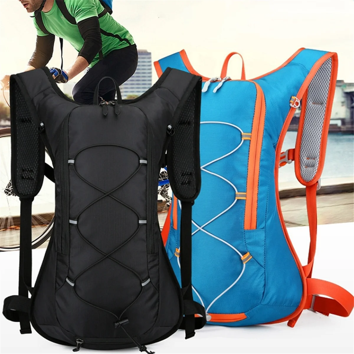 Outdoor Bicycle Bag Water Bag Portable Waterproof Cycling Backpack Sport Travel Climbing Running Riding Backpack-Black