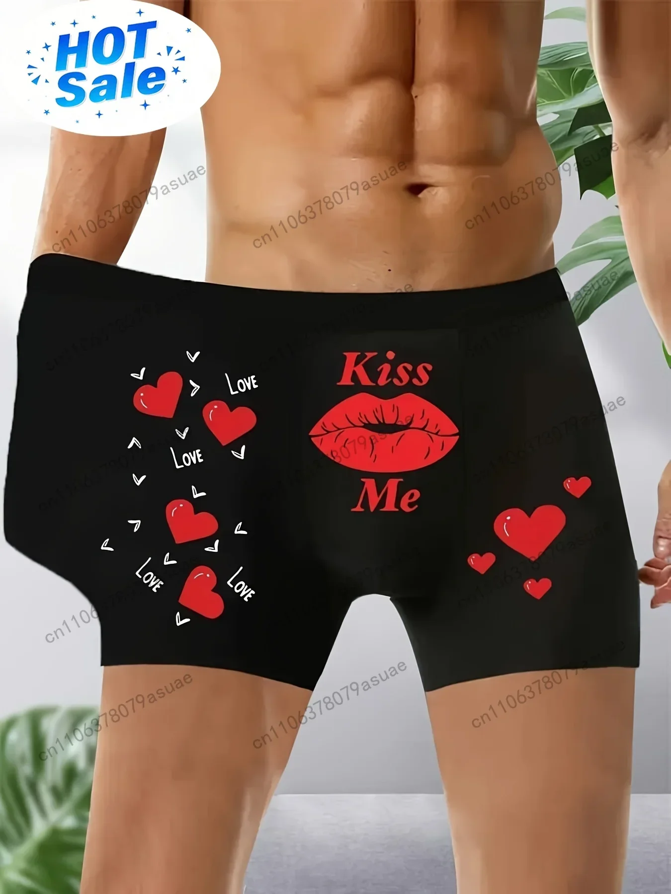 1pc Men's Stylish Black Boxer Briefs with 