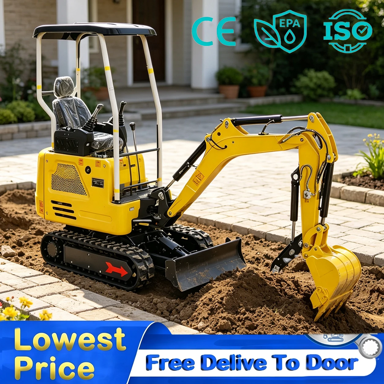 

Custom Mini Excavator 1.2 Ton Kubota Engine | Retractable Tracks&Swing Boom,For Farm,Landscaping,Trenching & Small Construction