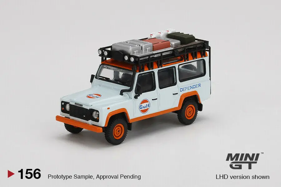 ของขวัญสำหรับการแสดงโมเดลรถยนต์ของ TSM minigt 1/64 #156 US Edition Land Rover Guardian Gulf น้ำมันอัลลอยหล่อขึ้นรูป