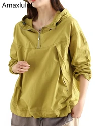 AmaxluluE 2025 Summer Korean Women Loose Hooded Hoodies Fashion Classic Sweatshirts Ladies Vintage Luxury Fitness Casual Clothes