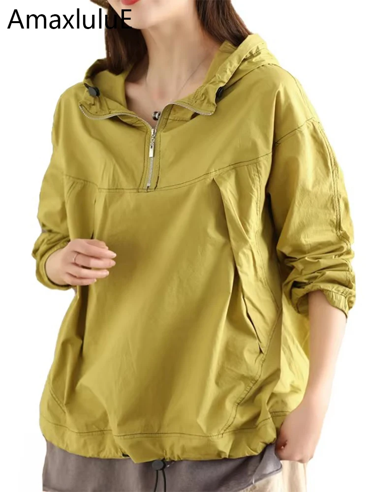AmaxluluE 2025 letnie koreańskie kobiety luźne bluzy z kapturem moda klasyczne bluzy damskie Vintage luksusowe Fitness ubrania codzienne