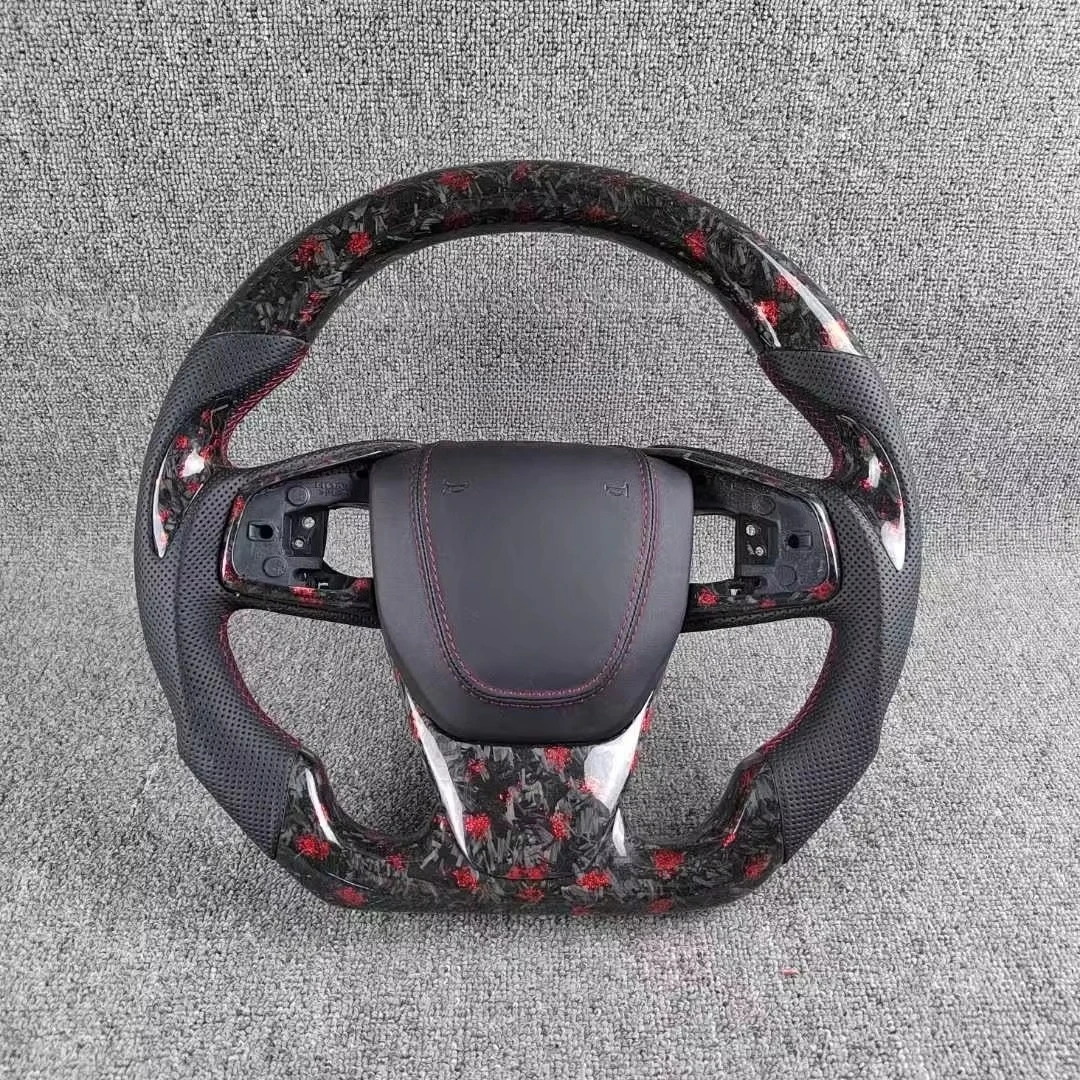 

Customized Steering for Honda Civic Tenth Generation Perforated Leather Flower Glossy Forged Carbon Fiber Sports Steering Wheel