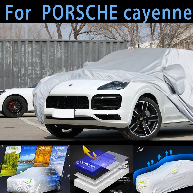 Para porsche cayenne proteção ao ar livre completa carro cobre capa de neve pára-sol à prova ddustágua poeira exterior capa do carro proteção