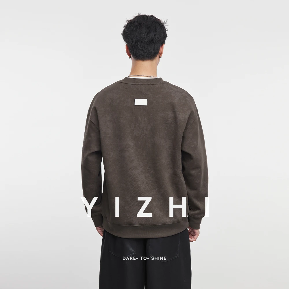 Felpa girocollo americana retrò tie-dye da uomo 2025 Primavera e autunno Nuovo design alla moda Top a maniche lunghe Pullover da uomo