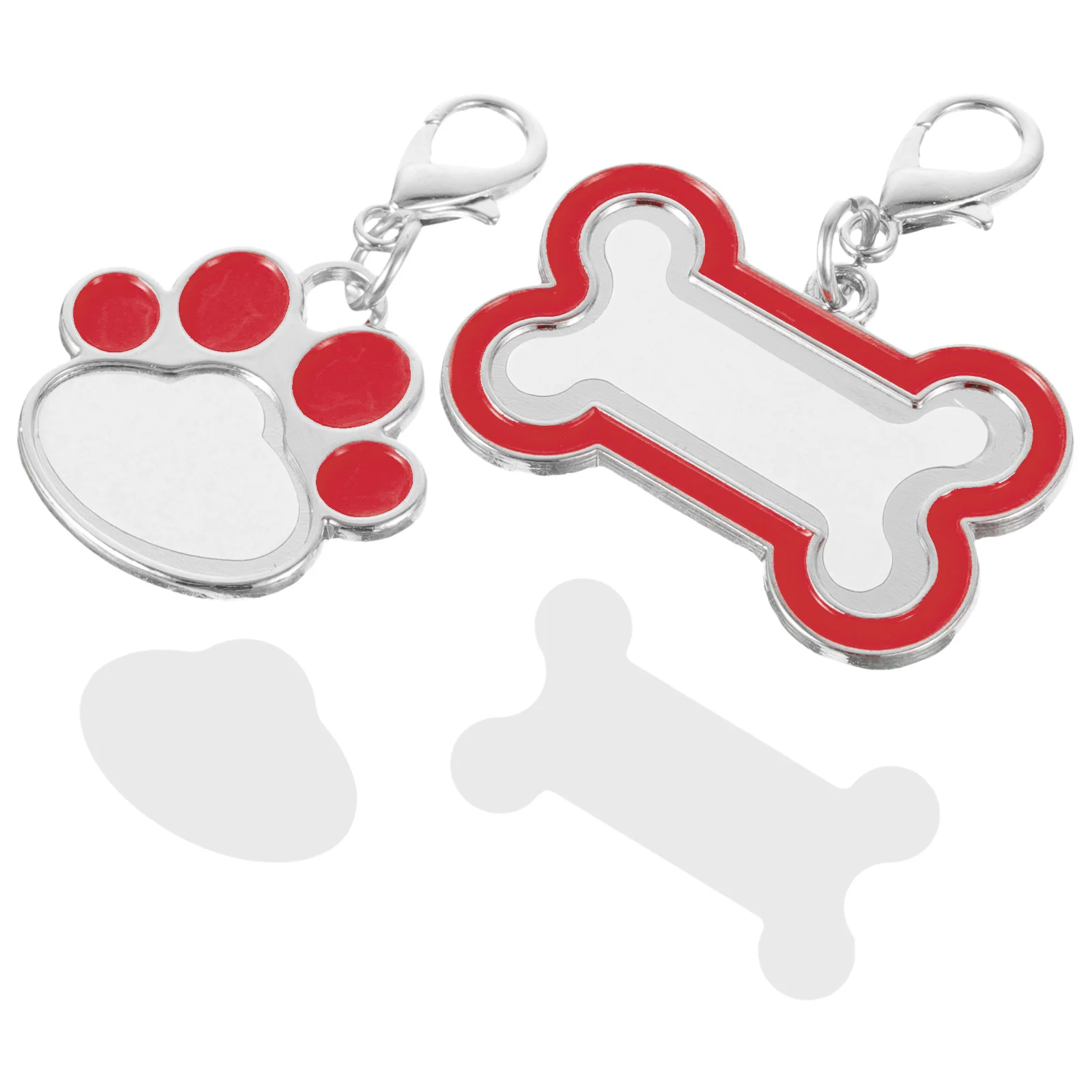 

2pcs Bone Paw Shape Pet Id Tags Metal Dog Tag Blank Sublimation Pendant Durable Rust Resistant For Pet Supplies