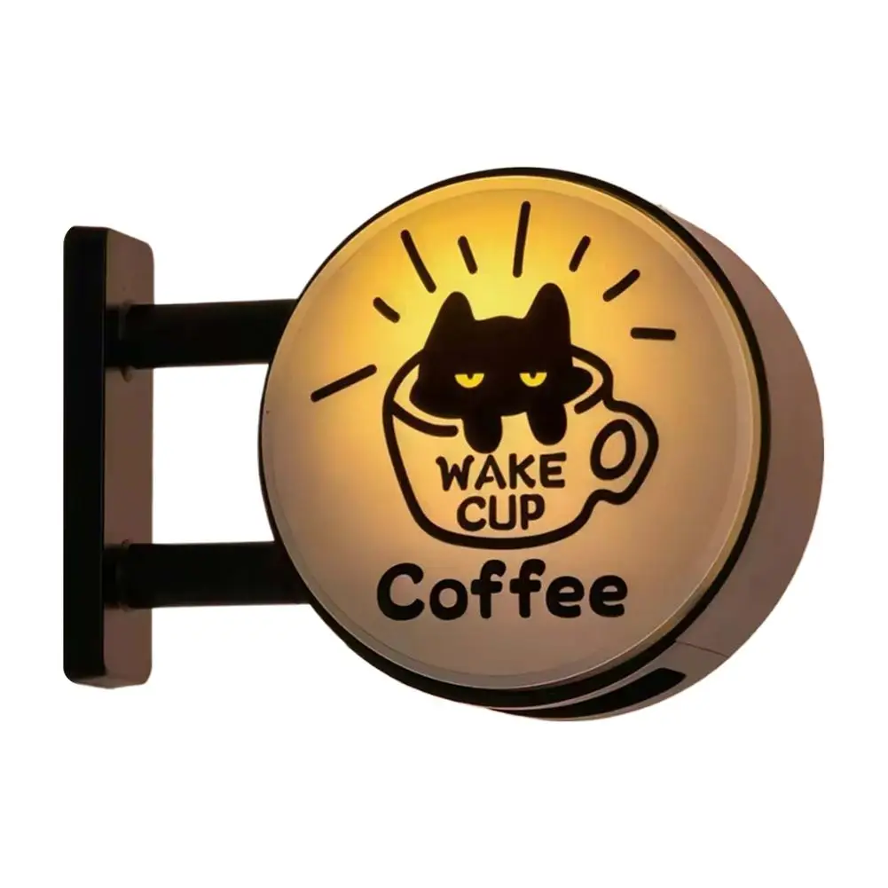 Niedlicher Katzen-Kaffee-Licht-Kühlschrankmagnet, Mini-Retro-Kaffeeschild, Magnetische Stimmungslampe, Heim-Café-Büro-Deko-Accessoires – Detail 16