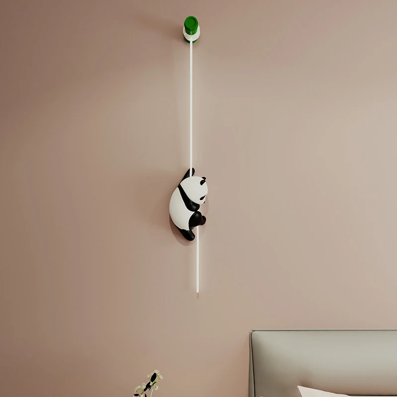 Resin Panda Wall Lamp Nordic Cute Cartoon Animal Wall Sconce for Living Room Decoratiom Baby Kids Bedroom Wall Light Fixtures