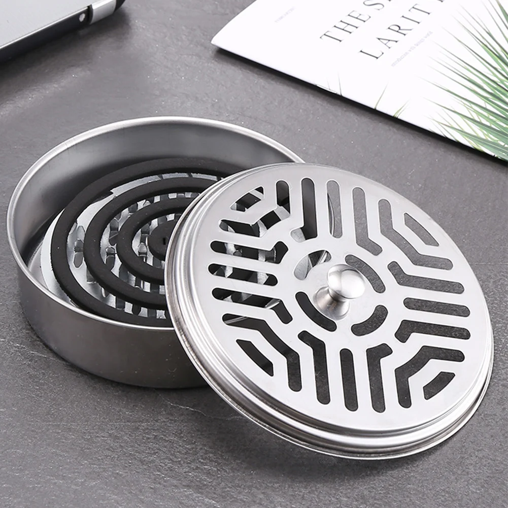 5-1PC Edelstahl Moskito Spule Halter Anti Moskito Spirale Box mit Deckel Moskito Spule Brenner für wohnzimmer Schlafzimmer Dekor
