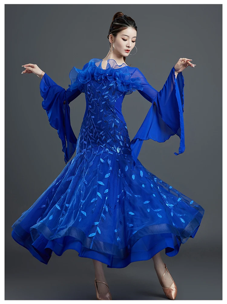 فستان نسائي حديث لقاعة الرقص والفالس والرقص الاجتماعي والرقص المربع فستان كبير متأرجح أداء المنافسة