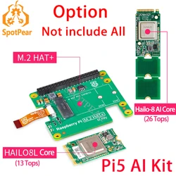 Raspberry Pi 5 Official Original AI Kit Hailo8l 13Tops/26Tops PCIe M.2 HAT+ Board For Pi5