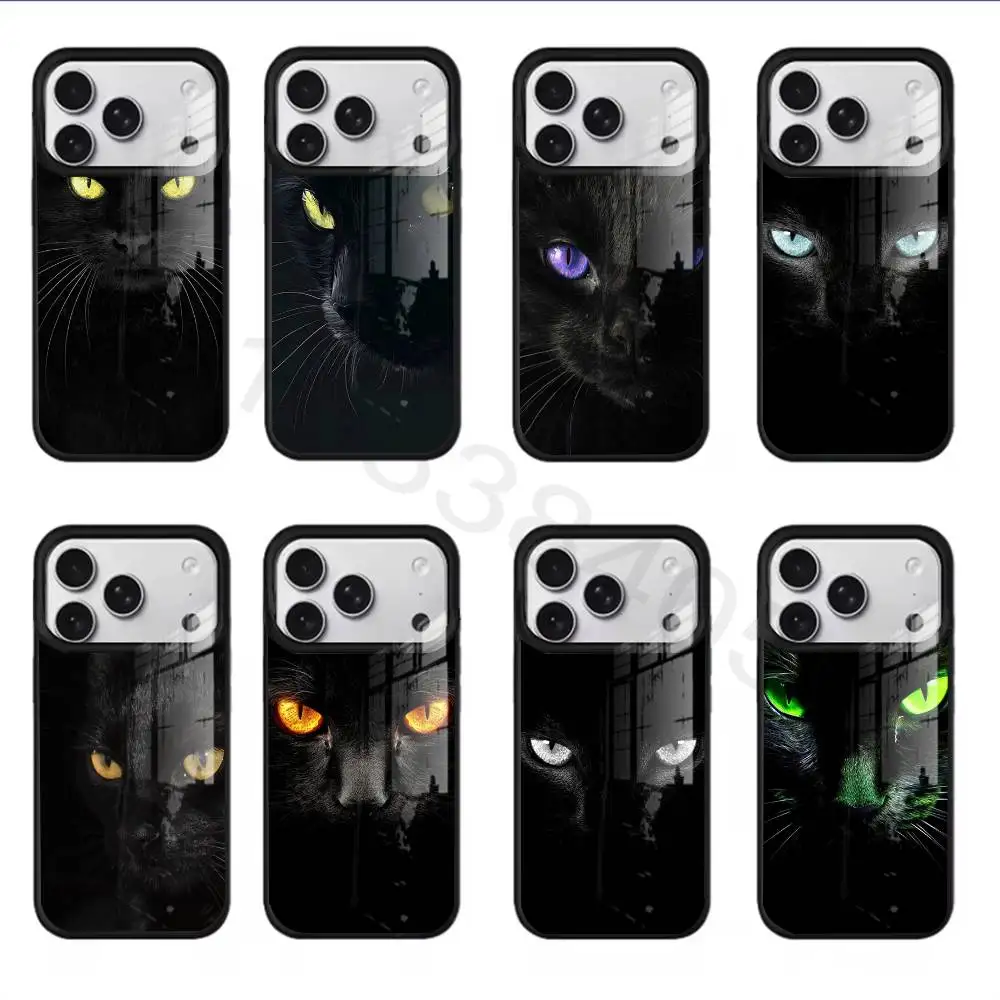 

Black Cat Staring Eye Phone Case For iPhone 17,16,15,14,13,12,11,Pro,Max,Plus,Mini,SE4,E Magnetic For Magsafe Wireless