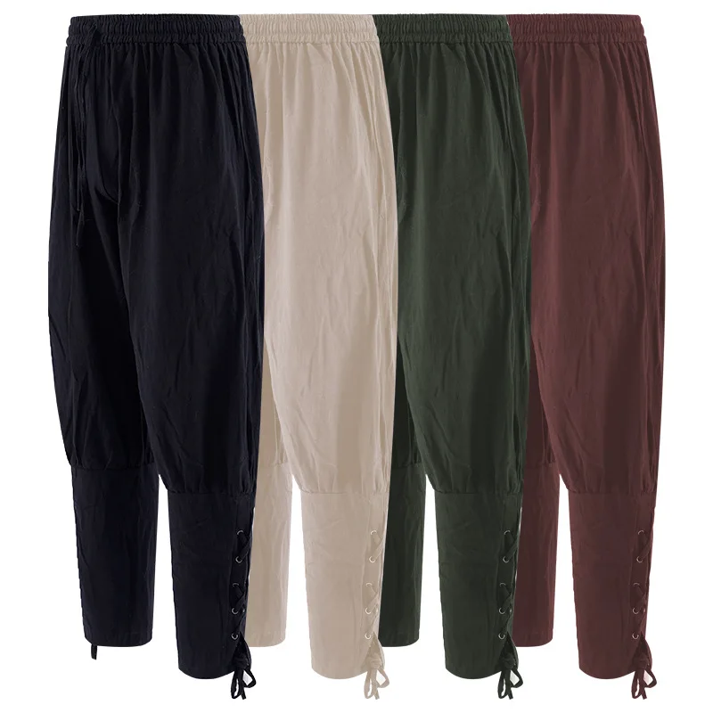 

European And American Wish Summer Bestseller Mid-Century Revival Ancient Pirate Pants Men's Ankle Strap Pants