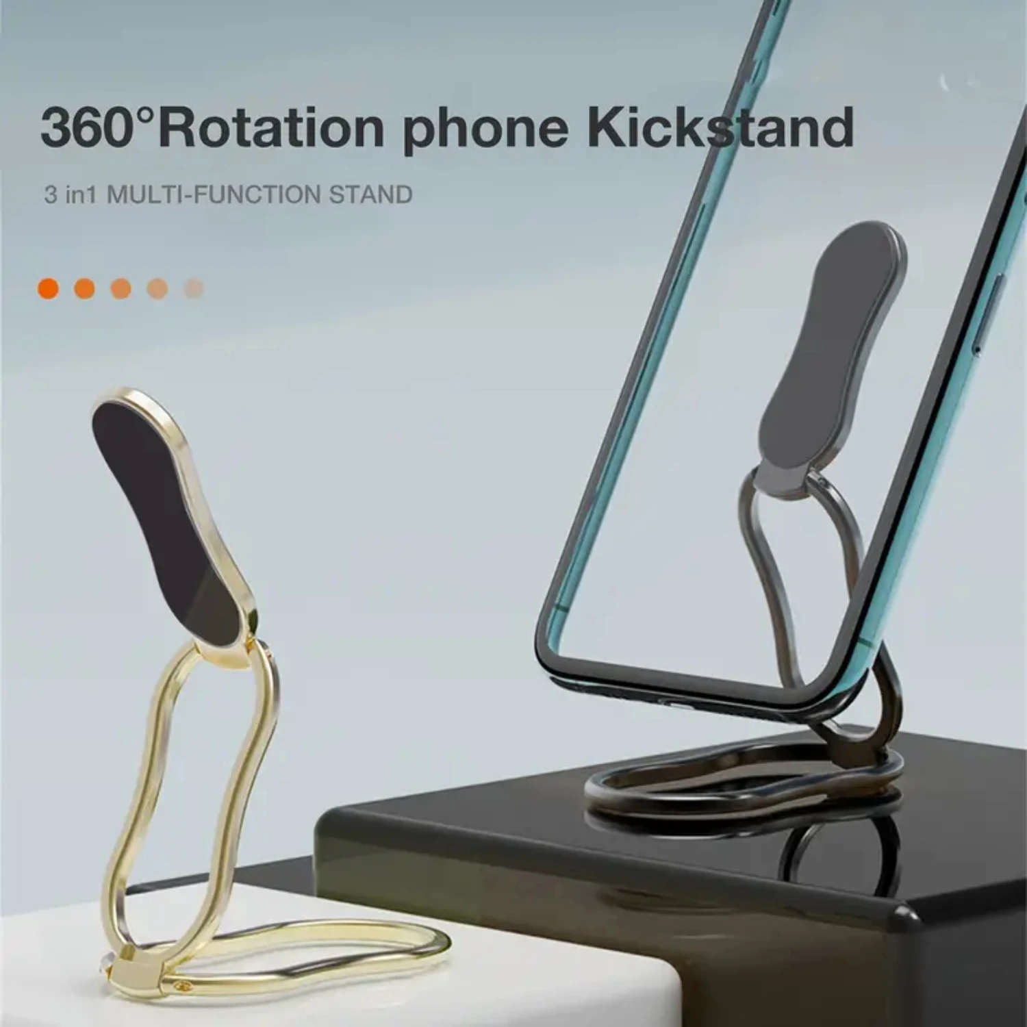 

1pc Car Phone Holder, 360° Rotation Kickstand, Foldable Phone Tablet Bracket, Metal Extend Adjustable Desktop Stand Rack For IP