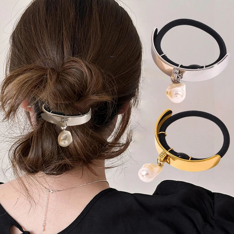 

Резинки для волос из нержавеющей стали с жемчугом, водонепроницаемые, модные аксессуары для волос для девочек