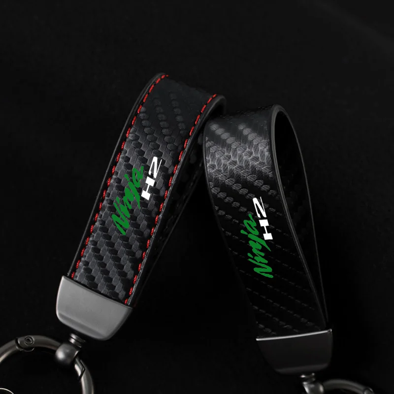 Leather Motorcycle keychain Horseshoe Buckle Jewelry for Kawasaki Kawasaki Ninja H2 Motorcycle Badge Keyring