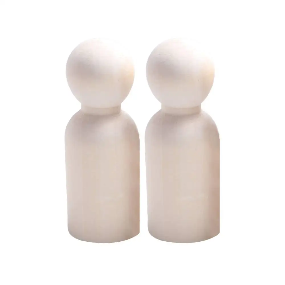 Lovely 35/43/53/65mm Natural Wood Handmade Blank Puppets Wooden Peg  Wedding Decoration Wood Crafts Unpainted Figures