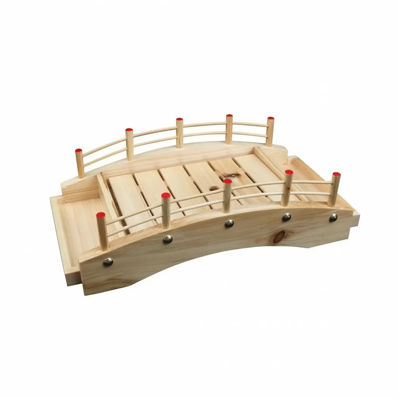 Wooden Sushi Serving Bridge Tray for Japanese Sashimi Platter Appetizer Holder with Slatted Surface Design