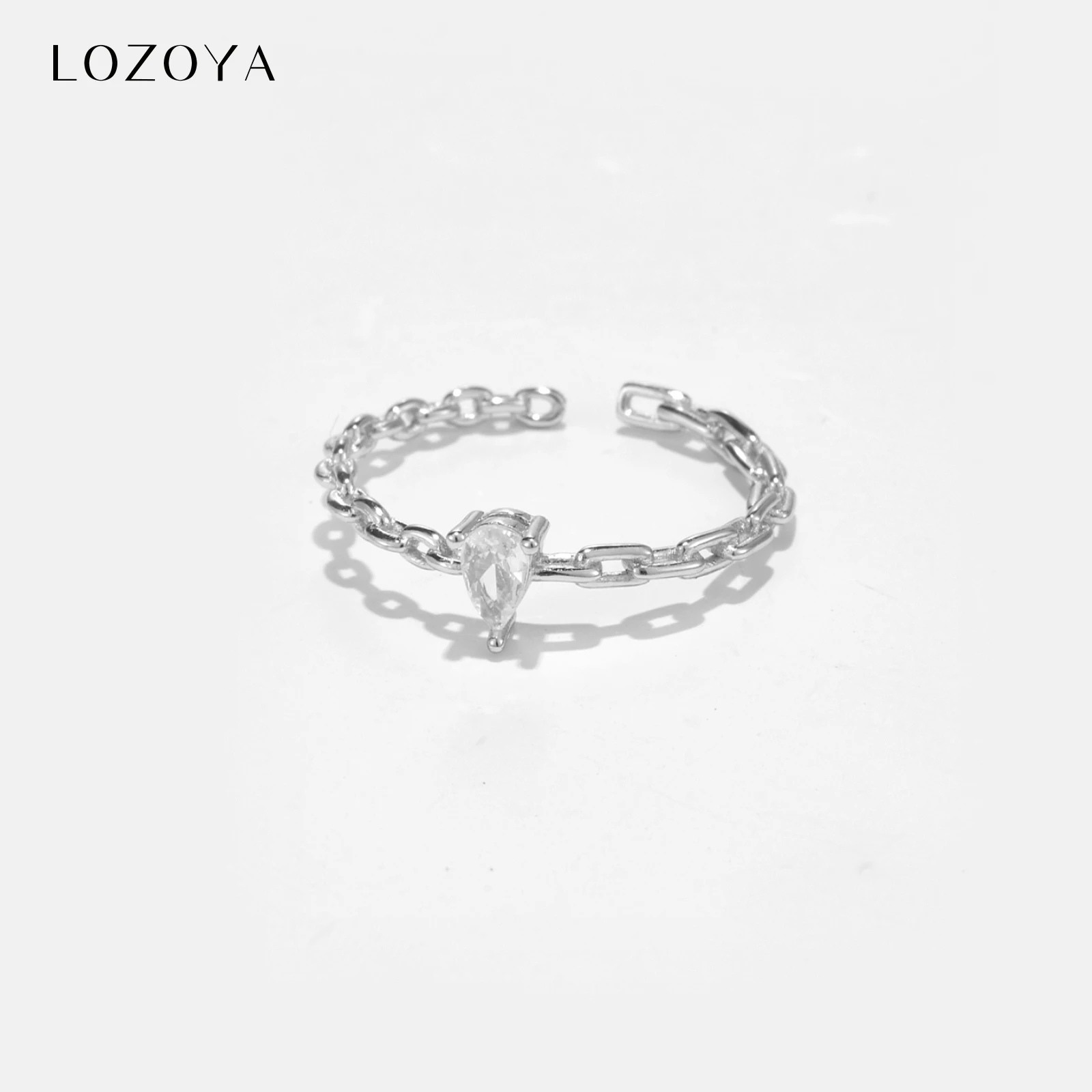 

Женское регулируемое кольцо LOZOYA из серебра 100% пробы с цирконом в виде капли воды, 925 простого дизайна, модные ювелирные украшения для свадебной вечеринки