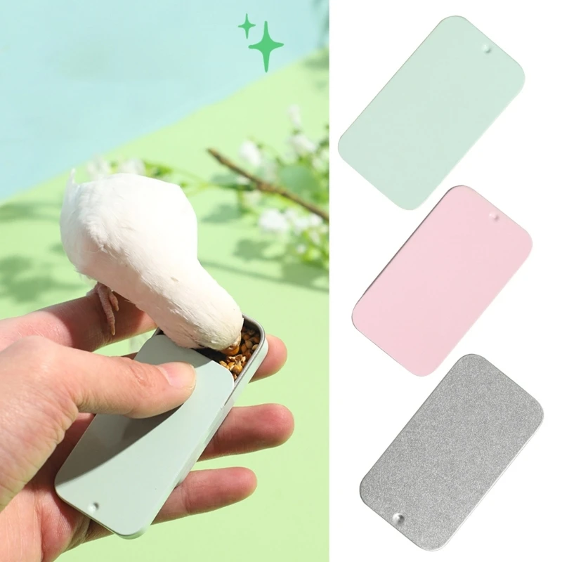 H55A Metal Pet Birds Training Feeder Hand-held Seed Tray Small Size for Lovebirds Finches Canary Easy to Carry for Training