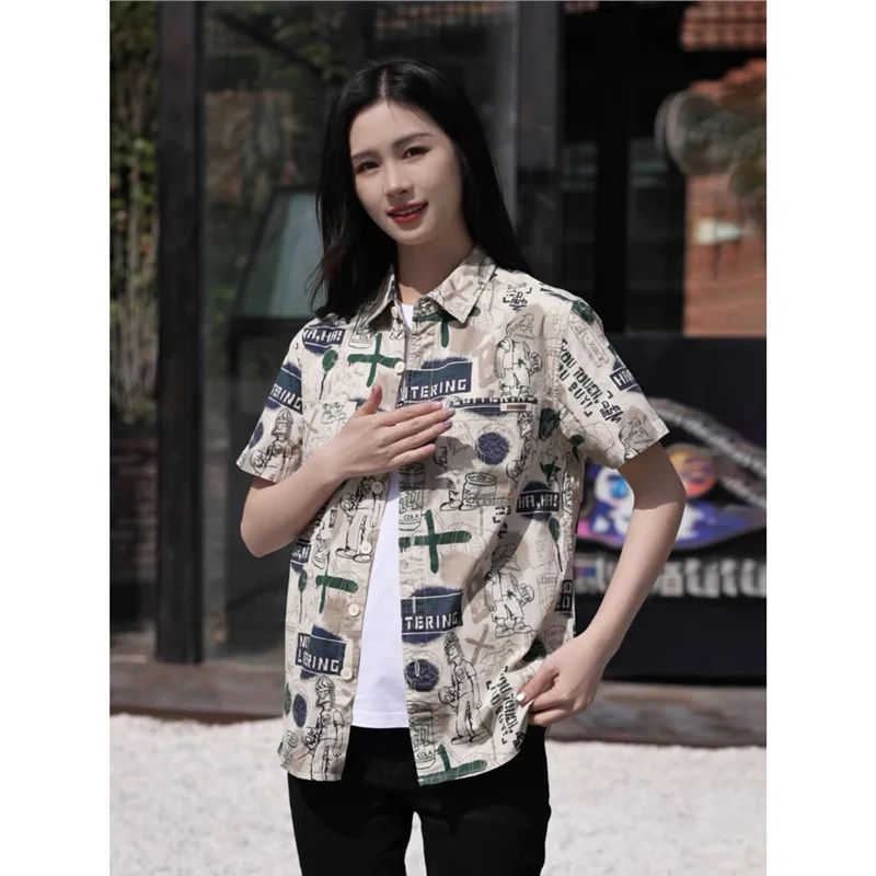 

Men's Pure Cotton ort Sve irt Trendy Print fiti Casual Loose Top Versatile Artistic Sle Travel Wear Summer 2025