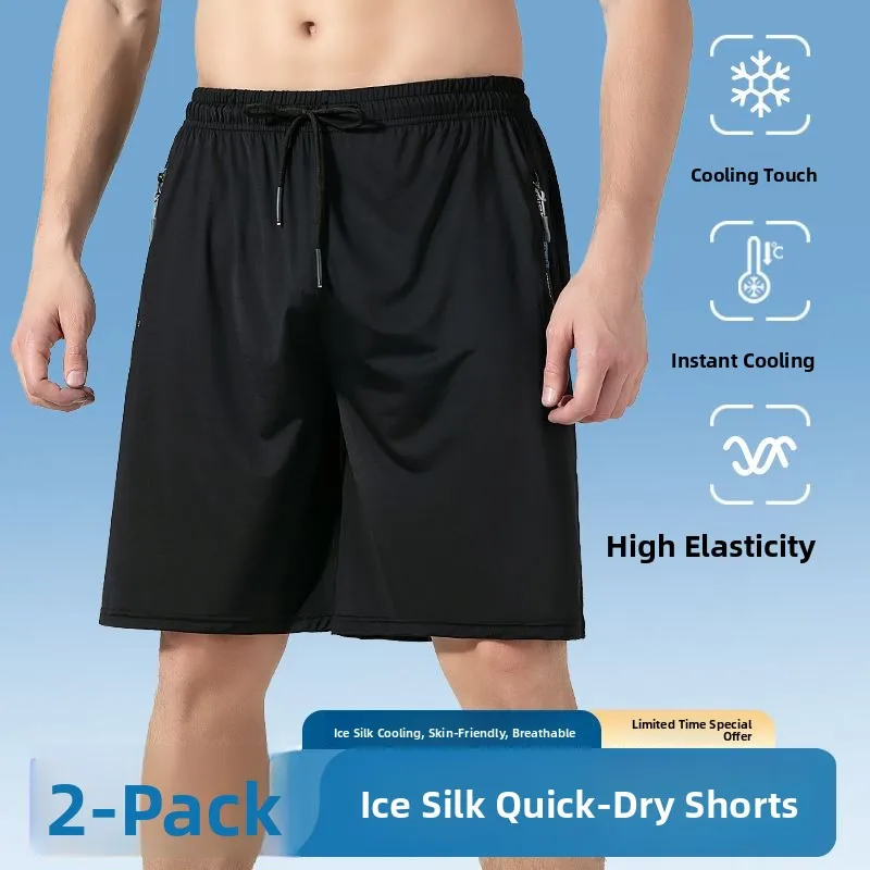 

Summer Thin Ice Silk Qui Dry Outdoor orts Men's Fitn Running Sport Loose Five-Quarter Pants Casual Straight Leg Trousers