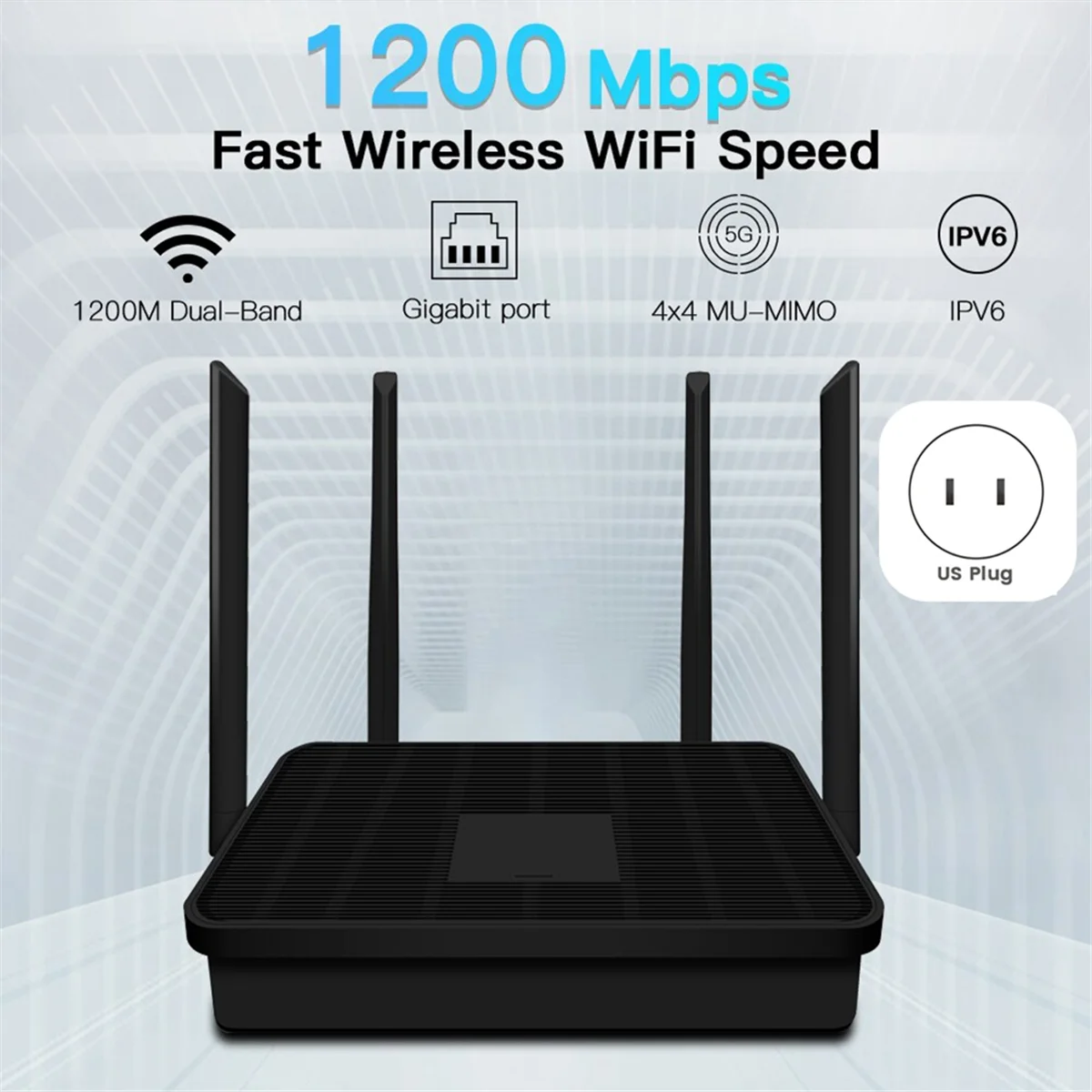

Hot Sale s WiFi Router Gigabit Ethernet Router Dual Band 2.4GHz 5GHz Wireless Network WiFi Repeater Black-US