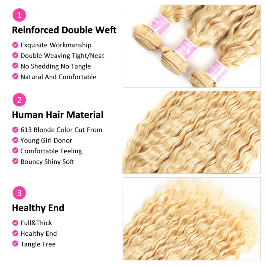8-32 Zoll Tiefe Welle Menschliches Haar Bundles Remy Brasilianisches Haar 613 Blonde Farbige Tiefe Welle 1/3/4 Bundles Angebote menschliches Haar Verlängerung