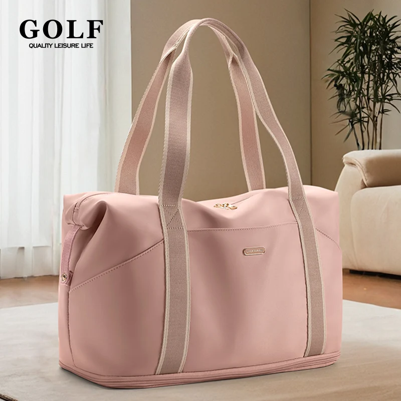 GOLF Expandable Travel Duffle Bag Women Zipper Traveling Bag Large Capacity Foldable Garment Dry Wet Seperation Carry On Luggage