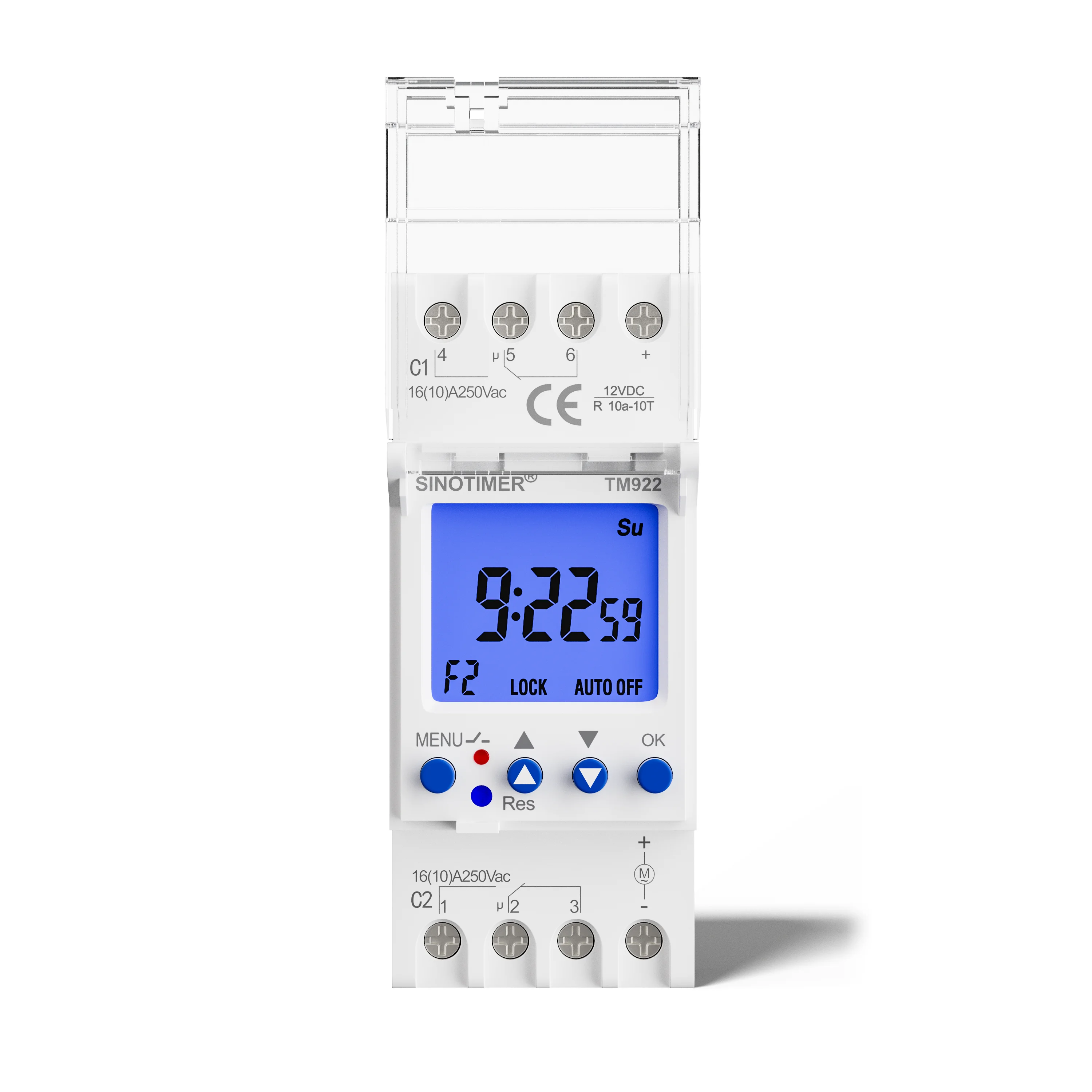 12VDC Input Power 2 Channels Big LCD Display Programmable 24hrs Time Clock with Two Relay Independent Outputs