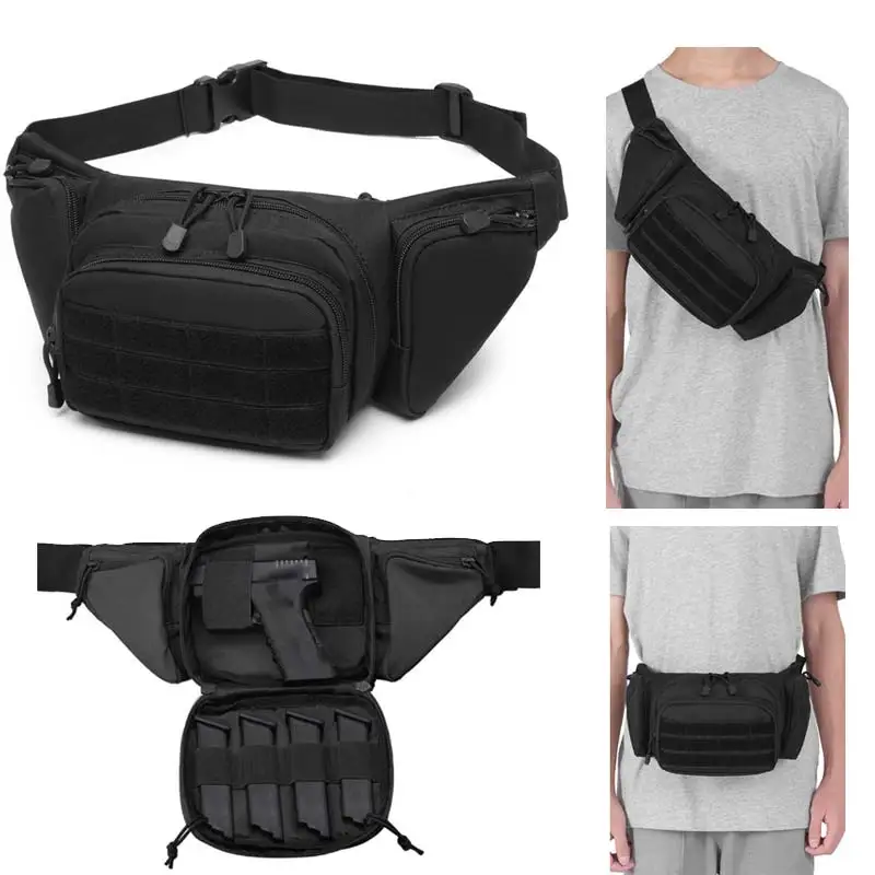 Chest Waist Gun Holster Tactical Pouch Combat Camping Hunting Shoulder Sling Bags For Men Pistol Fanny Carry Bag X261+A