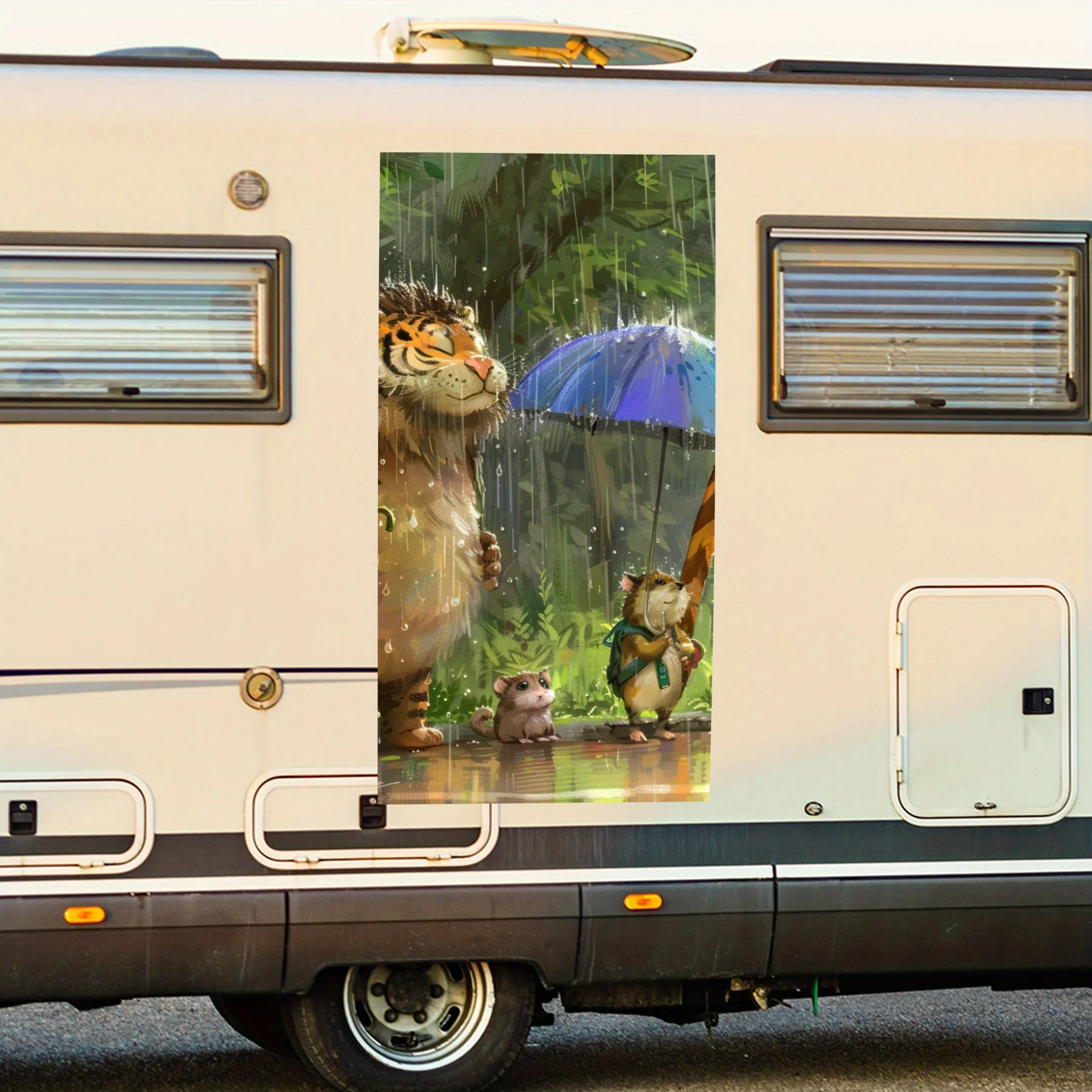 

Adventure Time Rainy Day Car Sticker,Vinyl decal on the side of the motor home, waterproof self-adhesive vinyl sticker on the si