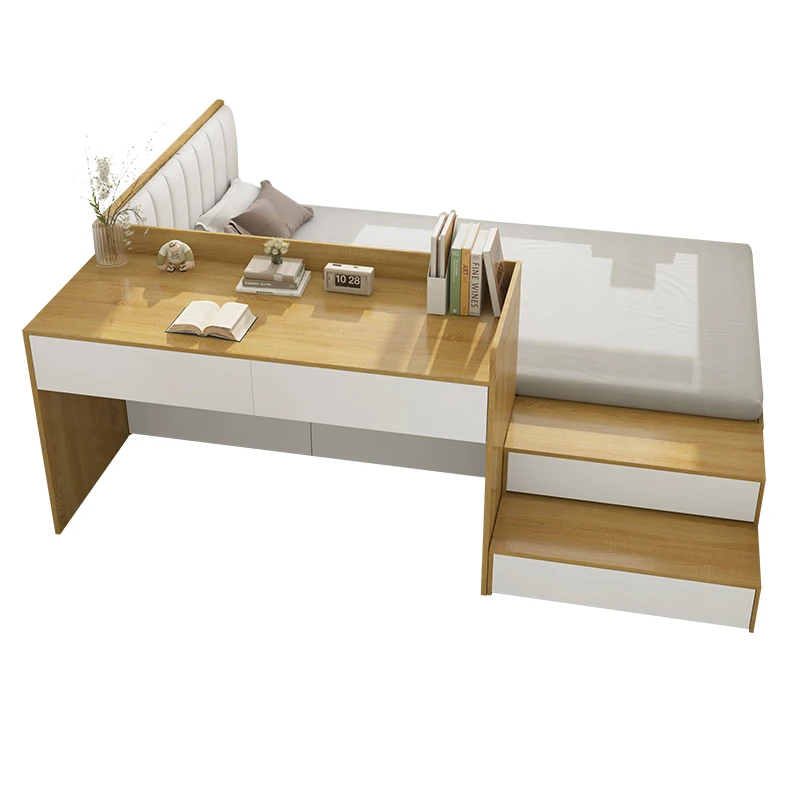 

#Desk integrated bed tatami with desk small apartment space saving children high box single combination storage partition