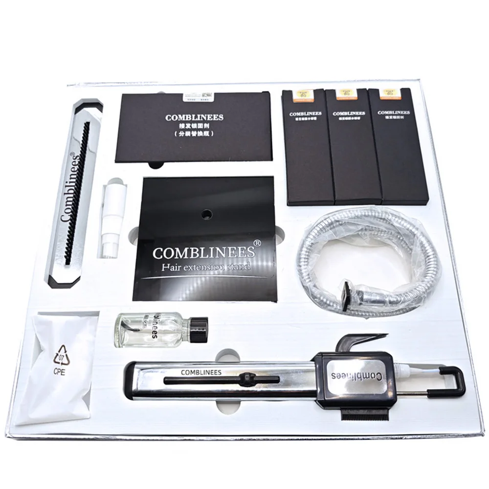 Professional Cold Glue Comb Hair Extension Tool Kit-Salon Grade Stable Bond No Harm Hair Boxed Set for Home
