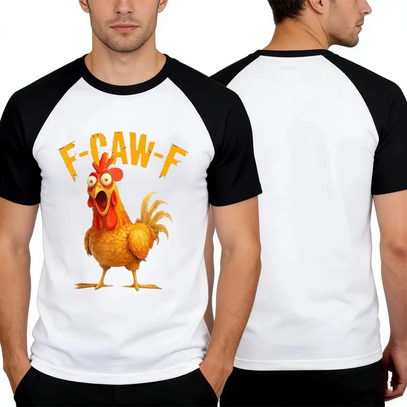 

Мужские топы с короткими рукавами и забавным принтом цыпленка, модная футболка для отдыха с мультяшным узором для мужчин, уличный повседневный пуловер в стиле хип-хоп с круглым вырезом