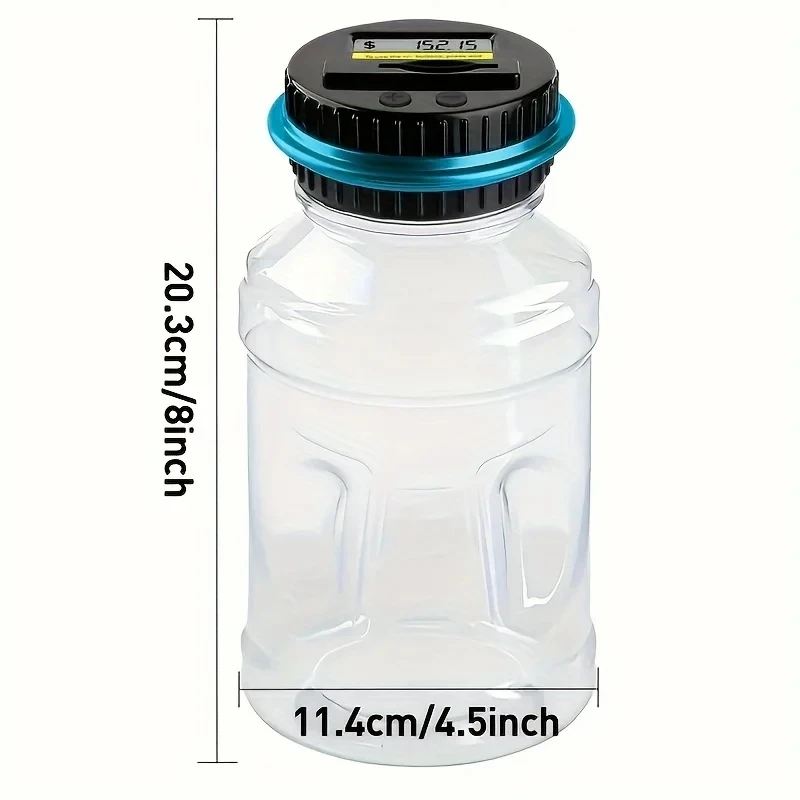 1pc Smart Counting Piggy bank Adult piggy bank LCD displays the amount of money transparent jar as you take as you save