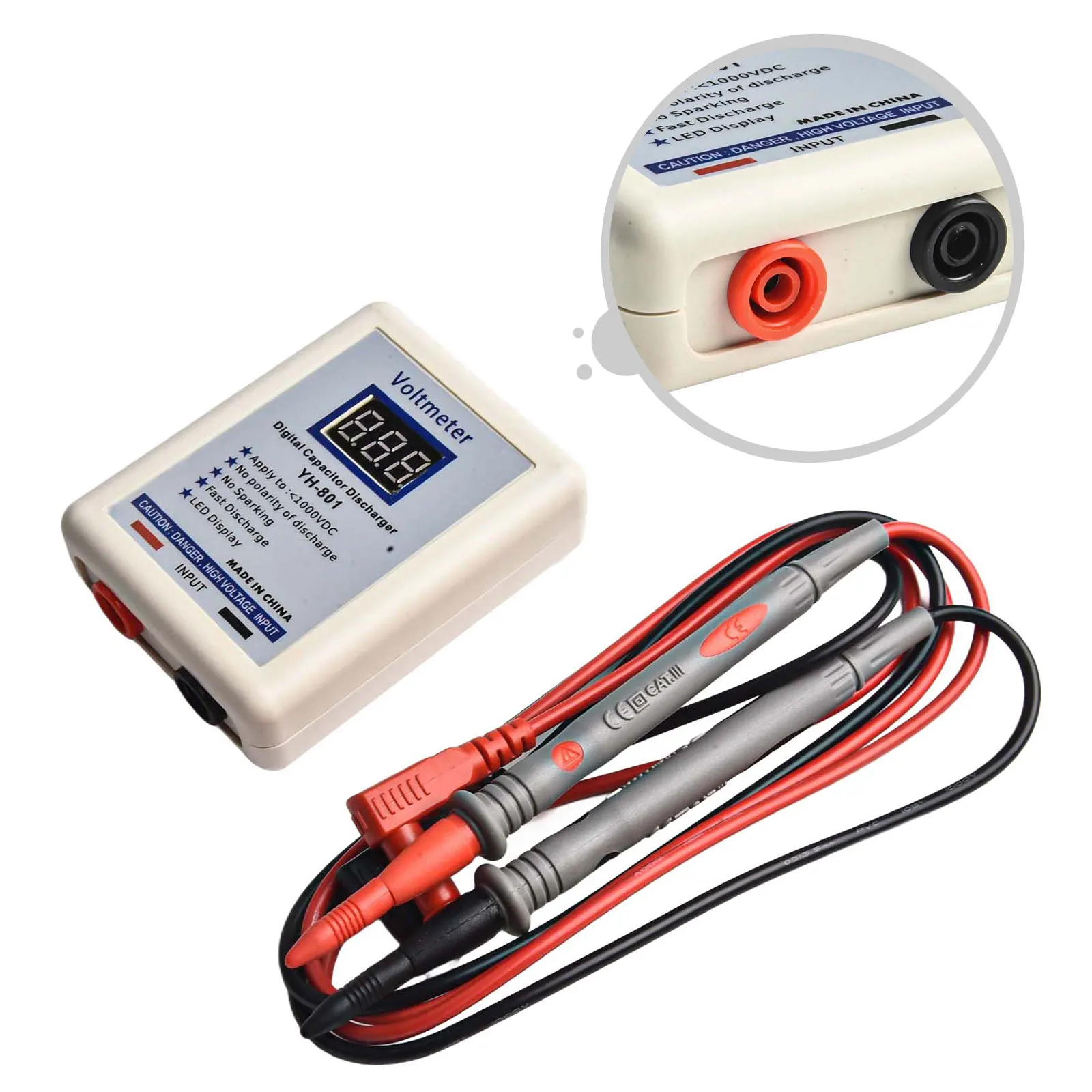 1set Capacitor Discharge Pen DC 800V Digital Display Capacitor Fast Discharger High Voltage Discharge Tool With DC Voltmeter