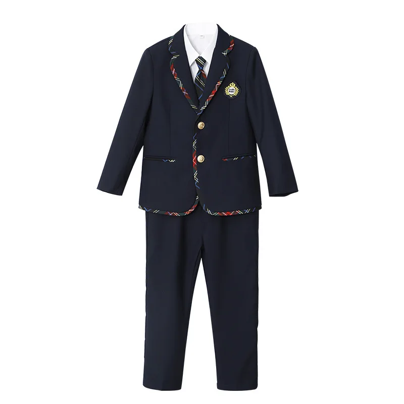 Boys School Uniform Girls Jacket Plaid Skirt Suits Children Formal Dress Toddler Student Clothes Sets Kids British Class Outfits