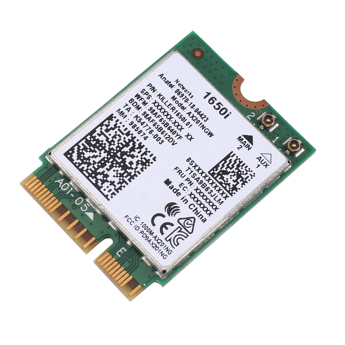 윈도우용 BT 5.0 노트북 와이파이 카드, 듀얼 밴드 무선 카드, 1650I AC AX201NGW, WiFi6, 802.11AX, A, B, G, N